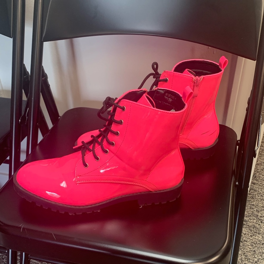 Hot pink combat boots